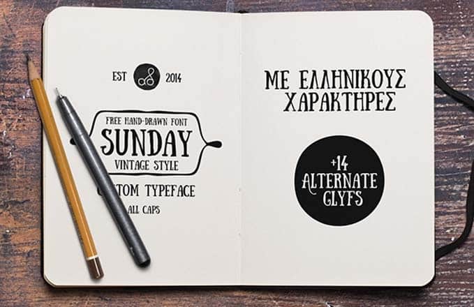 Free vintage hand drawn display Font - Sunday