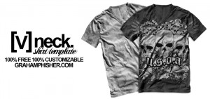 Free Template V Neck T-Shirt