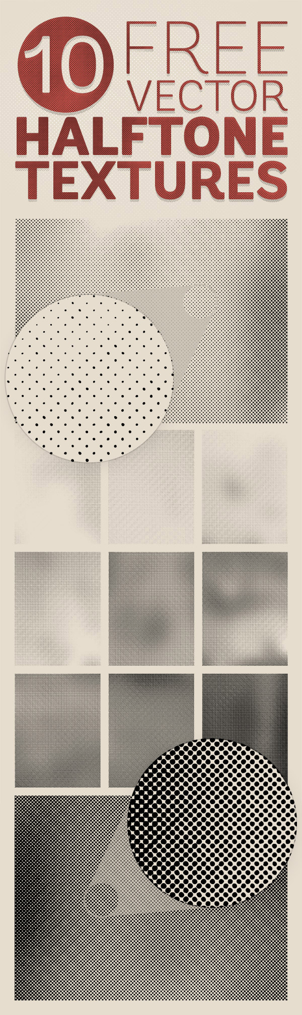 Free Halftone Textures Pack of 10