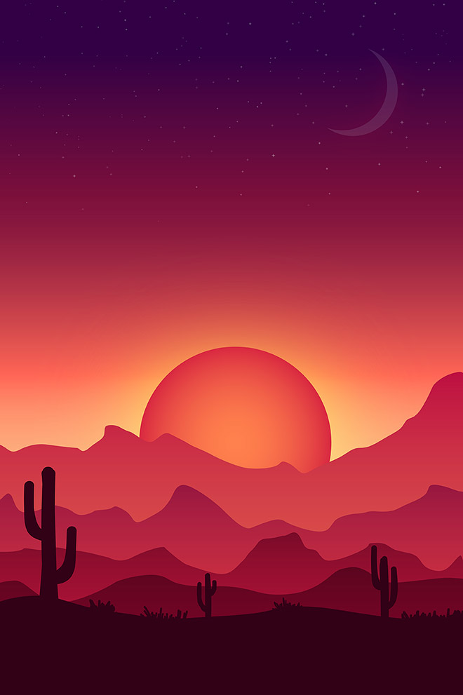 Free Tutorial – Create Vector Landscape Sunset