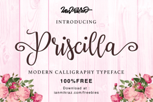 Free Font | Priscilla Script Typeface