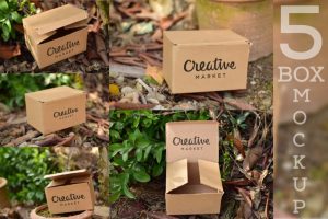 Free Mockup | 5 Cardboard Boxes