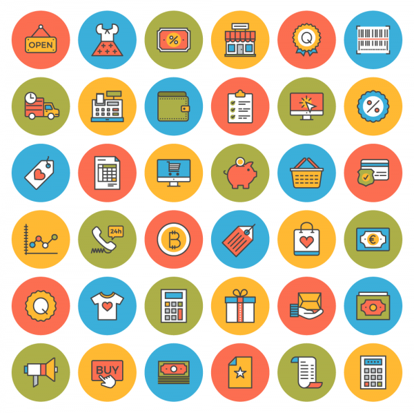 Free Icons | 38 flat-line ecommerce icons
