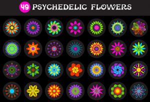 Free Vectors • 49 Psychedelic Flowers