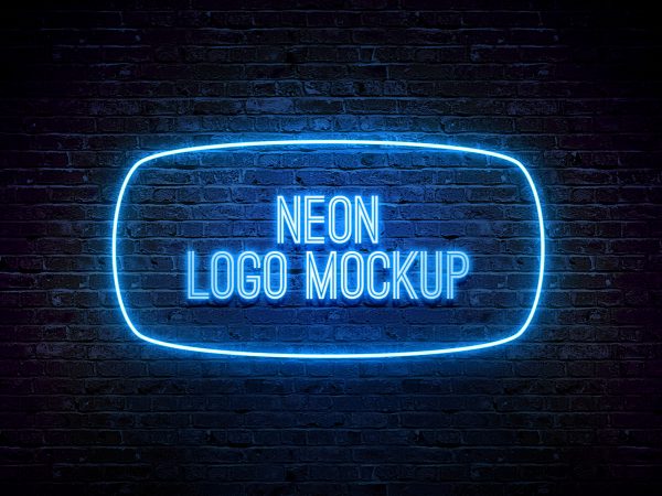 Free Mockup • Neon Logo Template