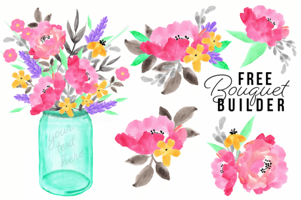 Free Clipart – Watercolor Flowers Kit