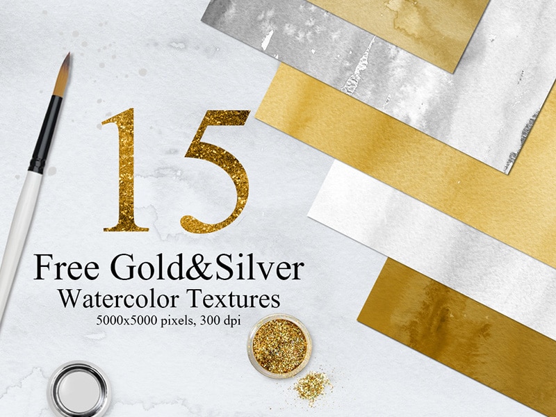 15 Free Gold & Silver Watercolor Backgrounds