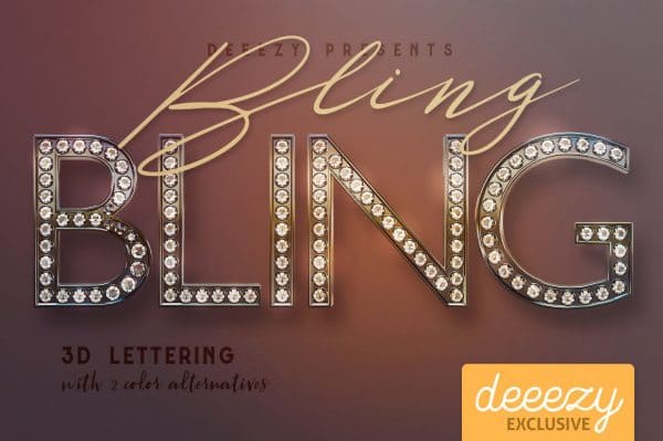 Free Lettering 3D Bling Bling