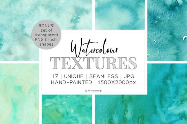  Free Textures – Green & Teal Watercolor