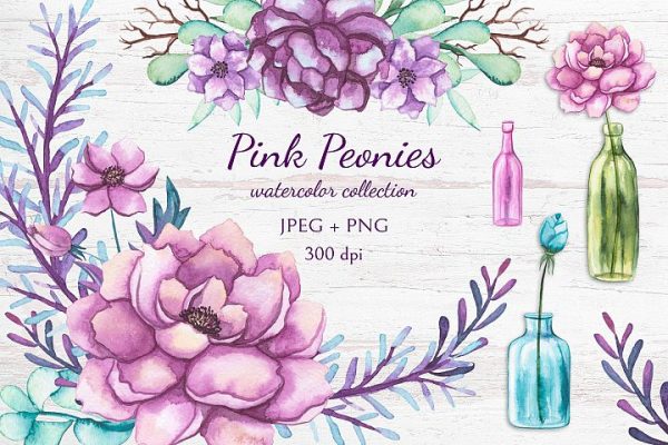 Free Graphics – Pink Peonies Collection