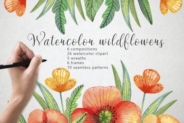 Free Graphics – Watercolor Wildflowers Set