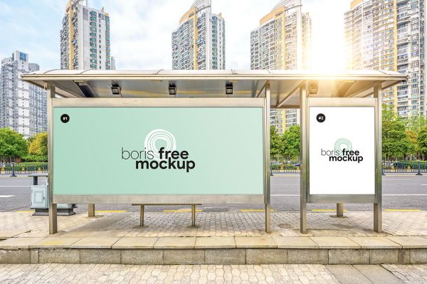 Free Mockup – Bus Stop Billboard