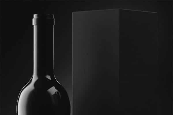 Free Mockup – Black Wine Bottle
