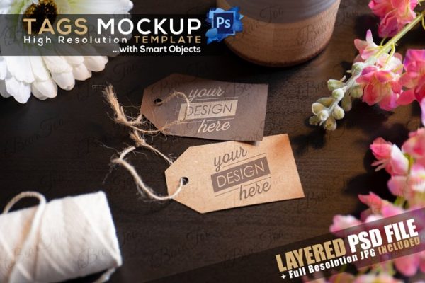 Free Mockup – Kraft paper Tags