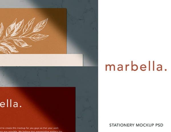 Free Mockup – Marbella Stationery