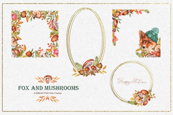 Fox and Mushrooms Watercolor Set