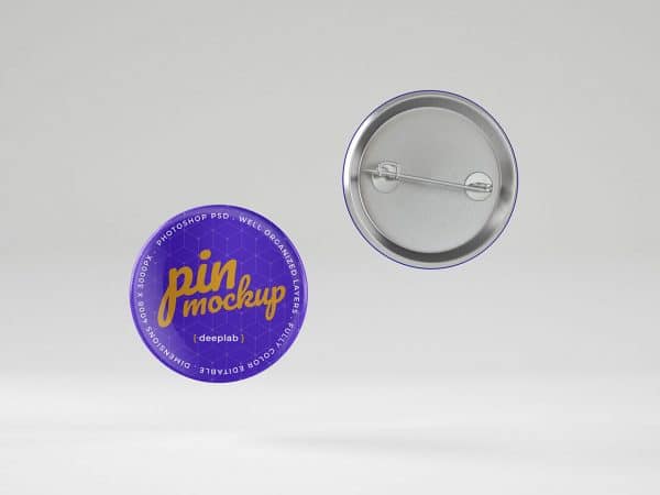 Free Mockup – Glossy Button Pin