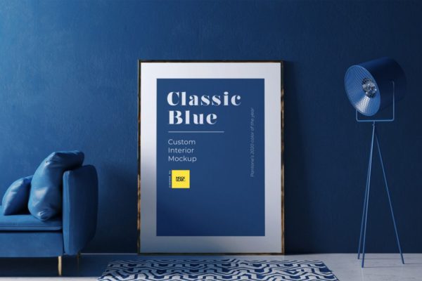 Free Mockup Frame Pantone Classic Blue 