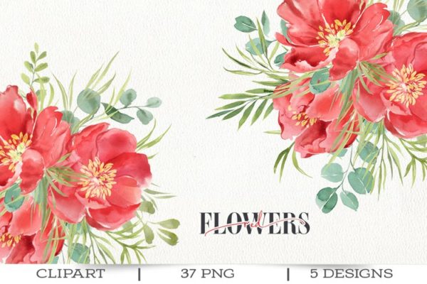 Free Graphics – Red Peonies Flowers