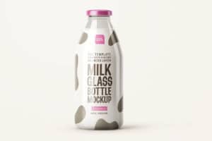 Glass Milk Bottle Mockup - FREE sample