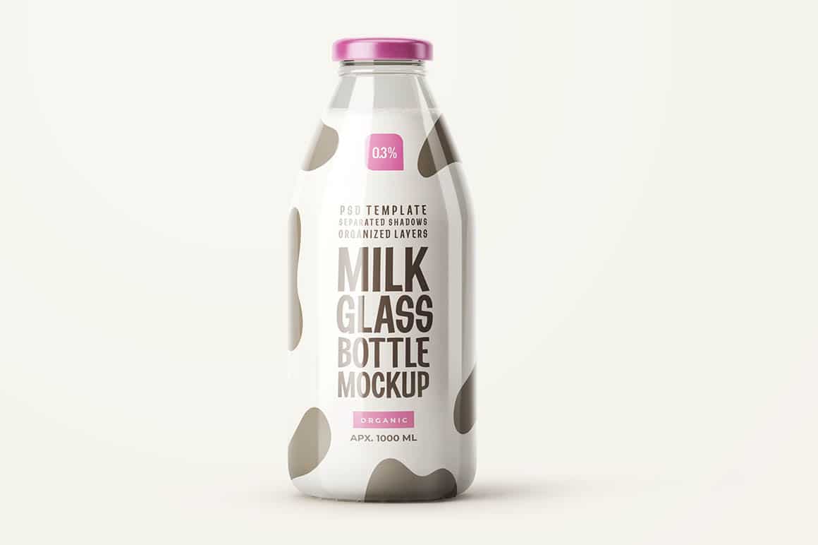 FREE Milk Glass Bottle Mockup